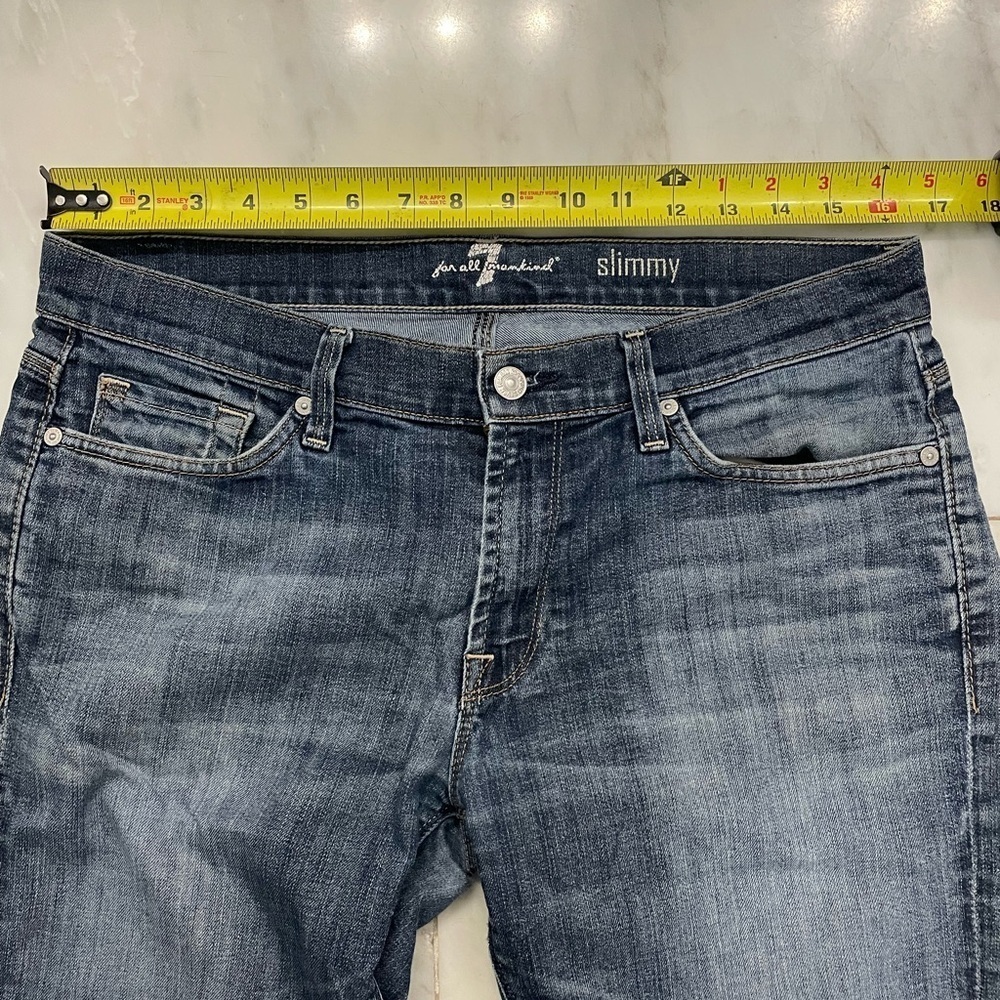 7 for All Mankind, waist 34, the Slimmy, straight leg dark wash jeans - Picture 5 of 10